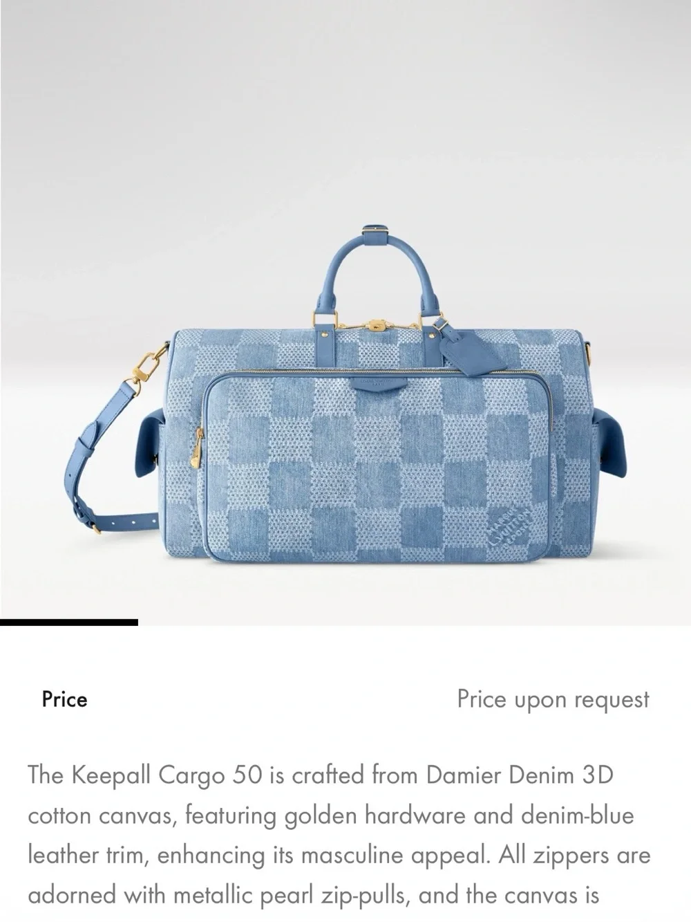 Louis Vuitton Keepall Cargo 50 in Damier Denim